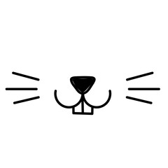 Cute rabbit nose minimalist black on white vector illustration. Cute rabbit icon