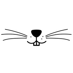 Cute rabbit nose minimalist black on white vector illustration. Cute rabbit icon