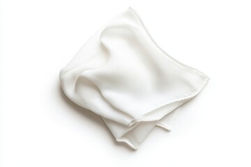 White silk fabric swatch, crumpled, isolated on white background.