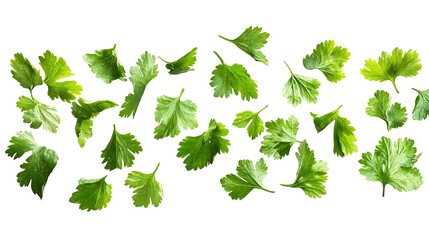 Fresh green cilantro leaves culinary use natural setting close-up