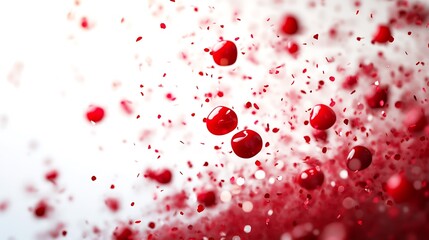 Fototapeta premium Dynamic red particles in motion abstract art studio setting concept