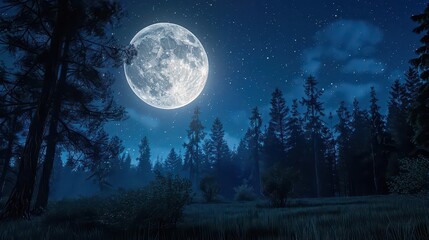 Fototapeta premium Moonlit Serenity. Embracing the beauty of a nocturnal natural environment