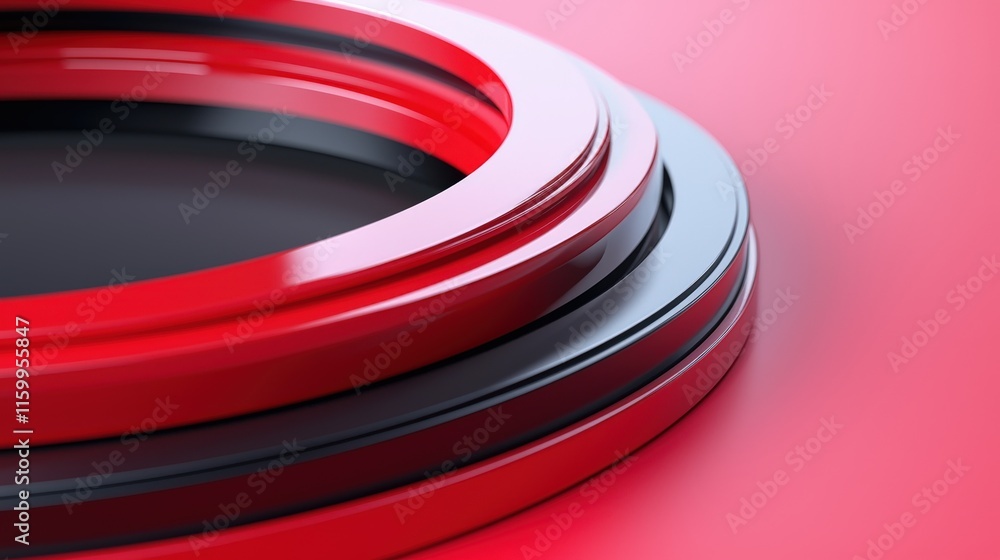 Poster dynamic circular shapes in red and black abstract art modern design contemporary atmosphere artistic