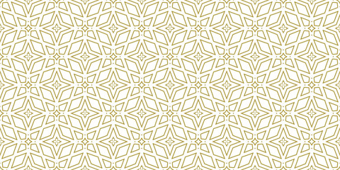 Golden luxury seamless vector pattern. Arabic Islamic Ramadan creative Gold linear geometric tile pattern for Wedding invitation card
