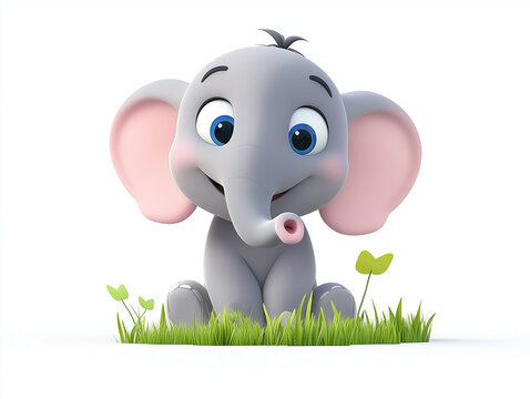 Fototapeta Cute little elephant cartoon image