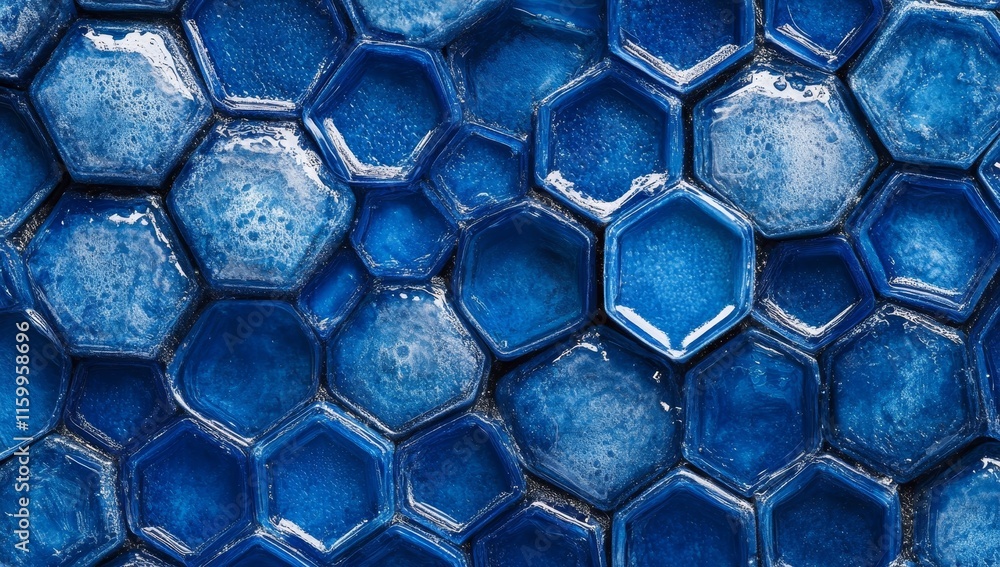 Poster Abstract blue hexagon pattern texture background.