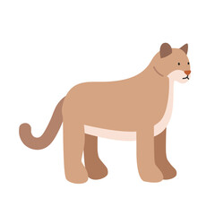 Cougar cartoon clipart. Panther or moutain lion or puma vector illustration in flat style. Hand-drawn wild animal concept
