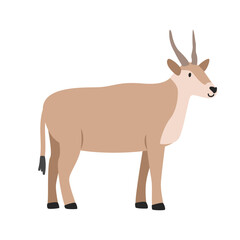 Common eland cartoon clipart. Antelope common eland vector illustration in flat style. Hand-drawn wild animal concept