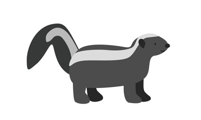 Obraz premium Striped skunk cartoon clipart. Skunk vector illustration in flat style. Hand-drawn wild animal concept