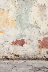 Obraz premium Textured weathered wall with mixed colors and peeling paint urban decay background : Generative AI