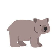 Tasmanian wombat cartoon clipart. Forest wombat vector illustration in flat style. Hand-drawn wild animal concept