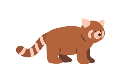 Red panda cartoon clipart. Lesser panda vector illustration in flat style. Hand-drawn wild animal concept