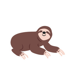 Sloth cartoon clipart. Sloth vector illustration in flat style. Hand-drawn wild animal concept