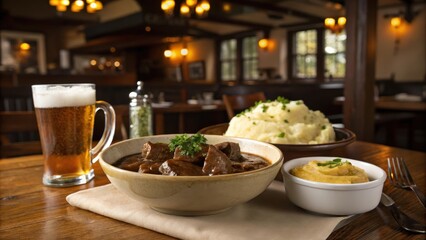 Rustic Carbonnade Flamande in Cozy Restaurant Setting