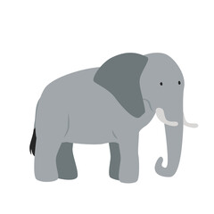 Gray elephant cartoon clipart. Elephant vector illustration in flat style. Hand-drawn wild animal concept