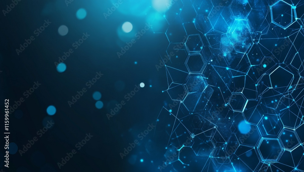 Aufkleber Abstract blue network background with bokeh.