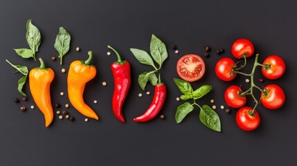 Vibrant vegetable display on kitchen counter a food photography angle