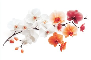 Fototapeta premium A stunning illustration of orchids cascading from a branch, with vivid colors and elegant curves