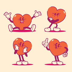 Hand drawn heart cartoon character illustration