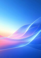 Abstract pastel blue and pink wavy lines on a light background.