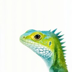 Obraz premium Exotic reptiles study, detailed scales, white space