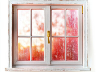 Rustic window with glowing red and orange light background