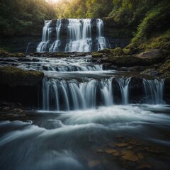 Obraz premium Frame a waterfall in motion with a slow shutter speed.