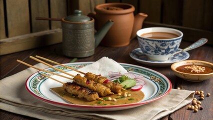 Nostalgic Presentation of Satay with Traditional Accompaniments