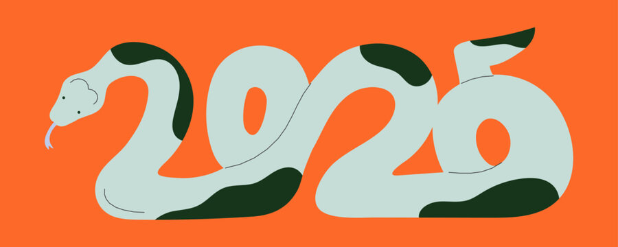 Snake Year 2025. New Year Banner Vector Illustration. 
