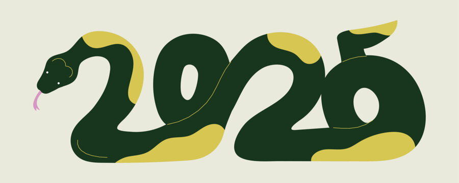 Snake Year 2025. New Year Banner Vector Illustration. 