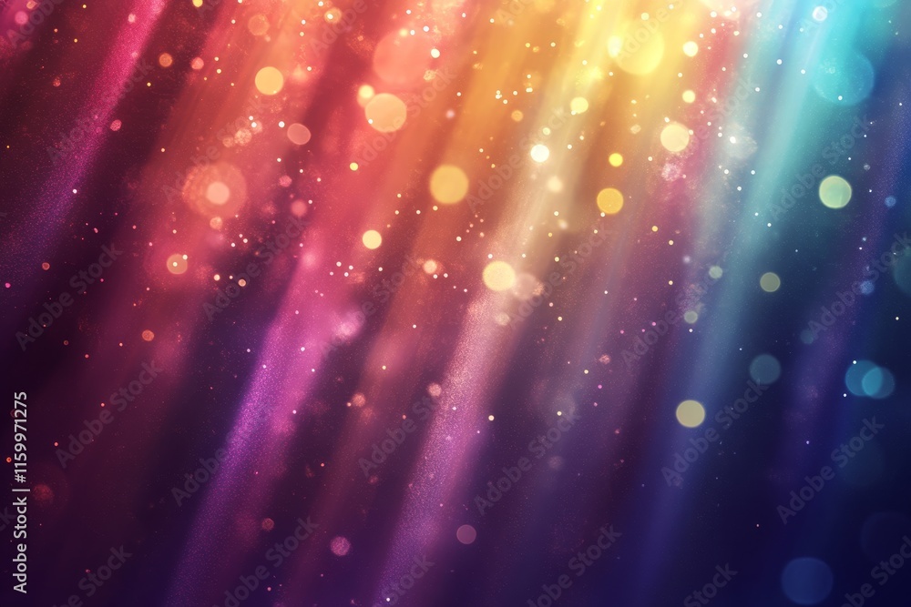 Poster colorful abstract background with light rays and bokeh.