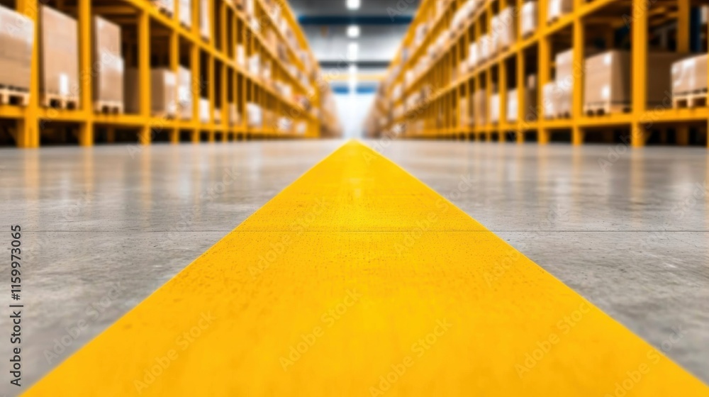 Poster a fully automated robotic warehouse featuring an organized shelving system for efficient inventory m