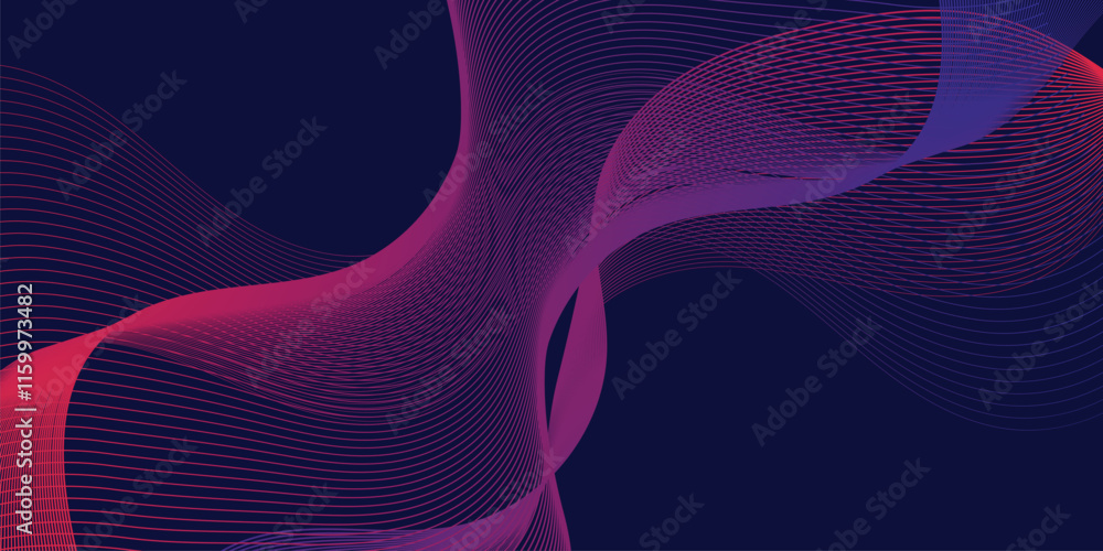 Poster abstract blue and pink wave lines create a dynamic, futuristic technology background