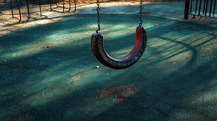 Single empty swing set in playground.