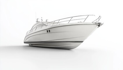 White luxury motor yacht isolated on white background.