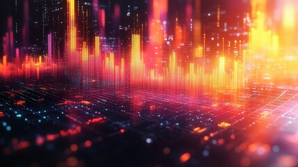 Fototapeta premium Abstract Digital Cityscape Illuminated With Vibrant Hues