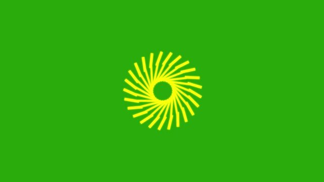 Set Fireworks celebration yellow color firework blast circle pop up loop animation, Effects pop up, line, 4k video animation, green screen