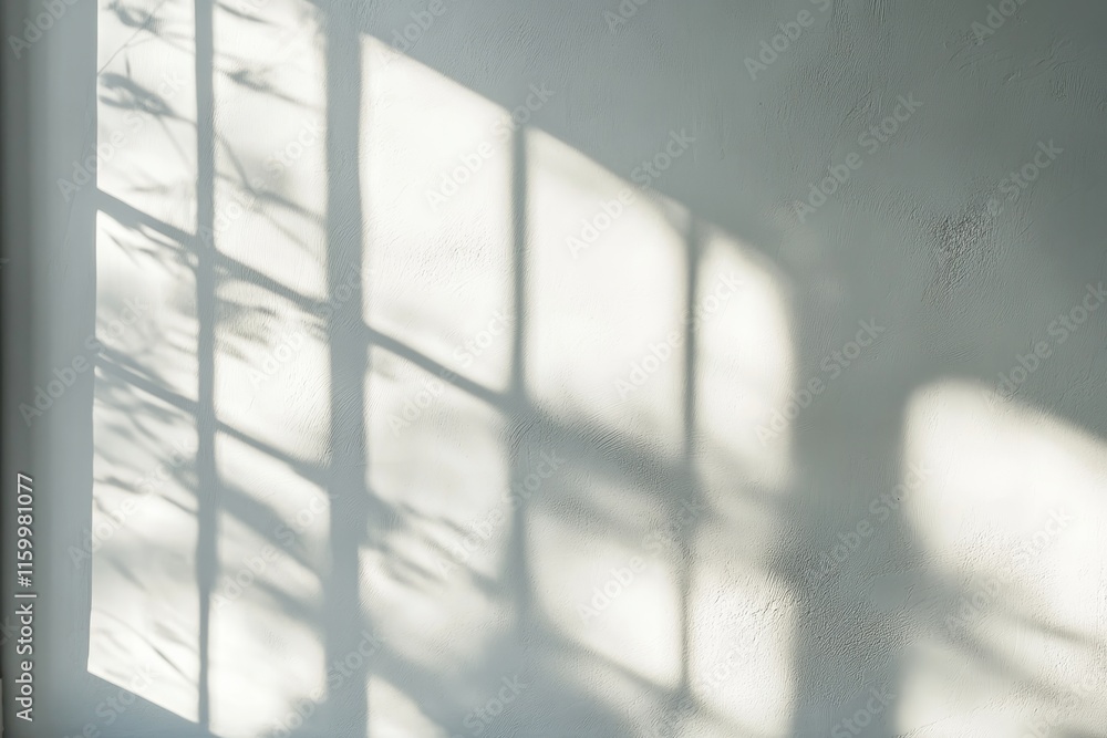 Aufkleber light and shadow patterns cast on a wall by a window.