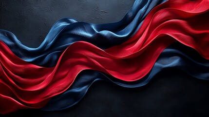 Obraz premium Red and blue fabric waves flowing elegantly