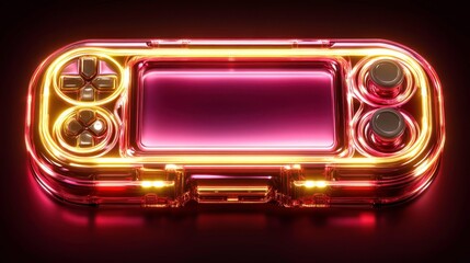 Obraz premium Gaming action with neon retro console studio setting digital art futuristic environment close-up view