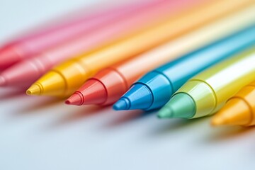 A row of colorful markers arranged in a gradient pattern.