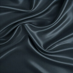 Obraz premium Navy blue silk satin. Dark elegant luxury abstract background with space for design. Shiny smooth fabric. Soft folds. Drapery. Color gradient. Lines. Wavy pattern. abstract texture background.
