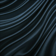 Navy blue silk satin. Dark elegant luxury abstract background with space for design. Shiny smooth fabric. Soft folds. Drapery. Color gradient. Lines. Wavy pattern. abstract texture background.