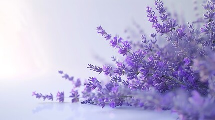 Obraz premium A bunch of purple lavender flowers with fine details, placed on a white background