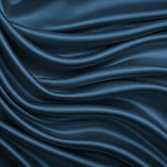 Fototapeta premium Navy blue silk satin. Dark elegant luxury abstract background with space for design. Shiny smooth fabric. Soft folds. Drapery. Color gradient. Lines. Wavy pattern. abstract texture background.