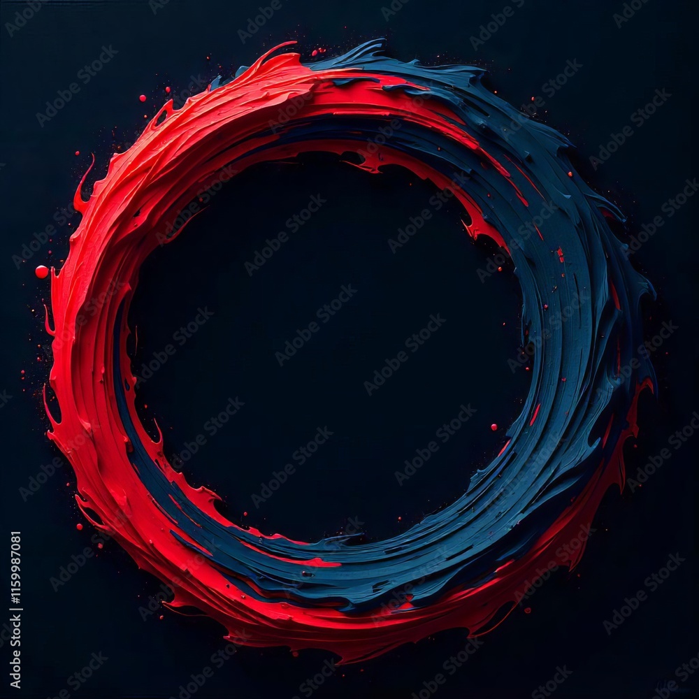 Poster abstract red and blue swirl circle dynamic paint texture background