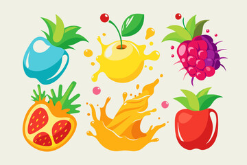 Fruit Splash Vector Illustration Designs