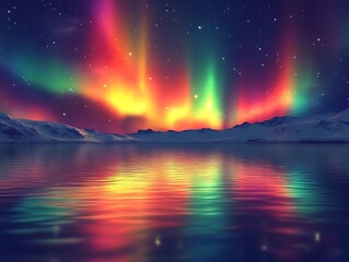 Aurora Borealis over a Calm Arctic Lake
