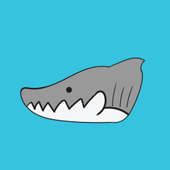 a cartoon drawing of a shark with blue Background