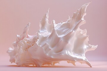A beautifully textured seashell against a soft pink background.